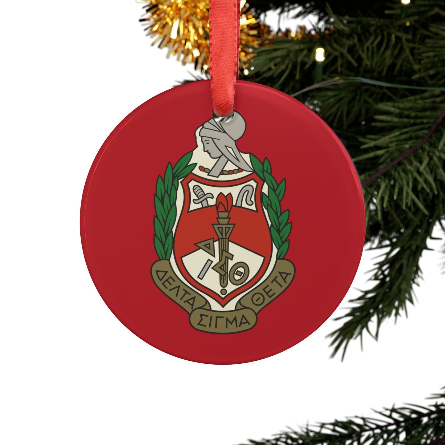 Delta Acrylic Ornament with Ribbon