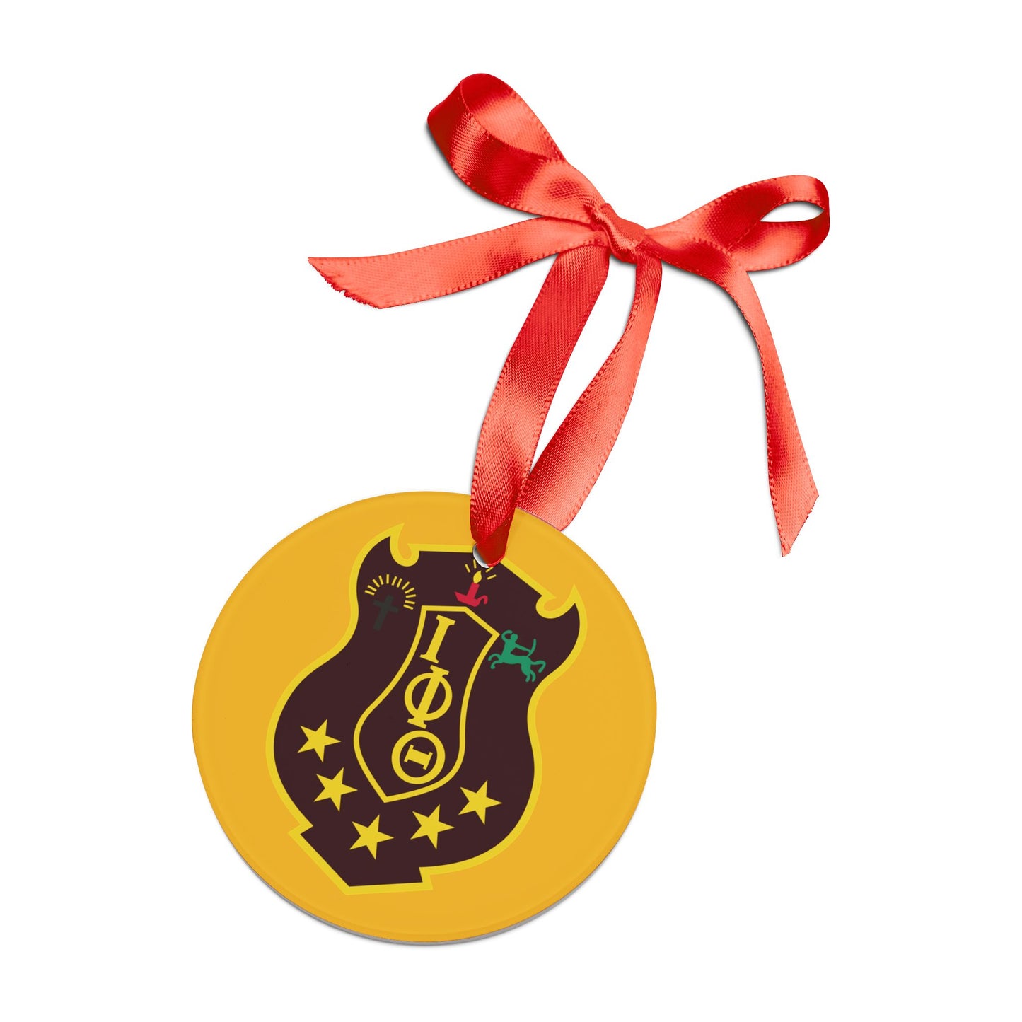 Iota  Acrylic Ornament with Ribbon