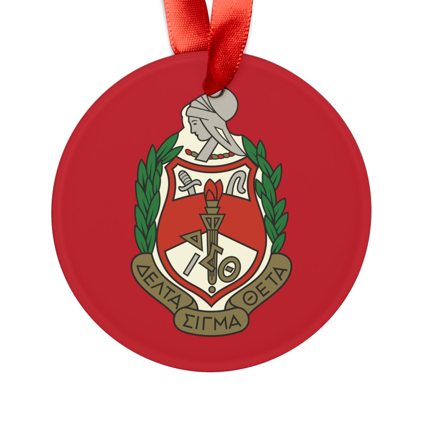 Delta Acrylic Ornament with Ribbon