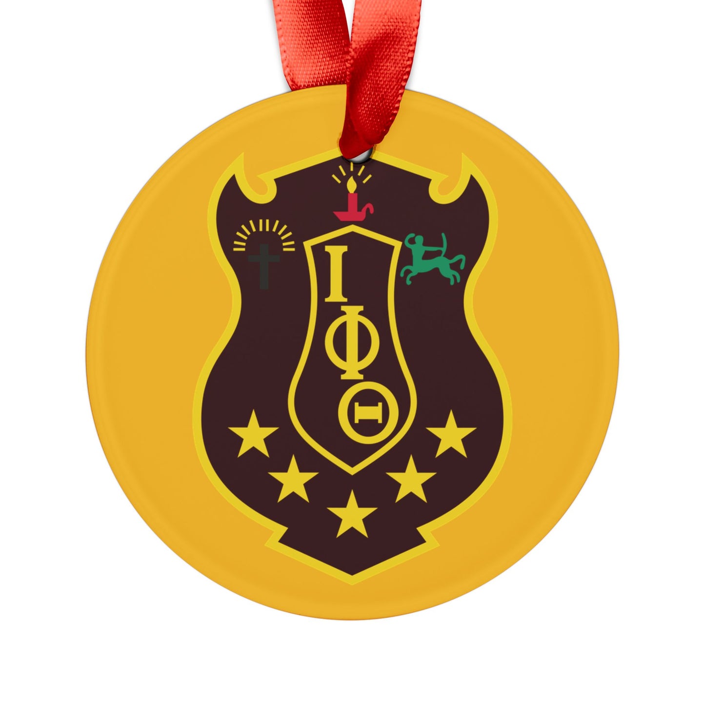 Iota  Acrylic Ornament with Ribbon